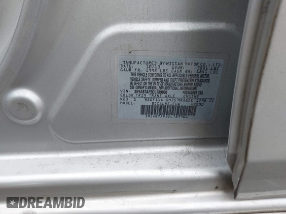 2013 Nissan Sentra S with VIN 3N1AB7AP3DL789906, listed as a IAAI auction lot 41240761 with Not Provided miles and . Bid and sale history available at DreamBid. Image 9.
