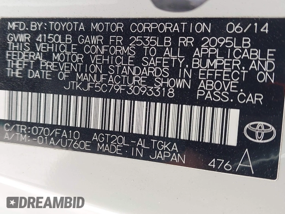 2015 Scion tC z VIN JTKJF5C79F3093318, wystawiony jako IAAI lot #42186403 z przebiegiem 178 922 mil mil oraz . Historia ofert i sprzedaży dostępna na DreamBid. Obrazek 9.