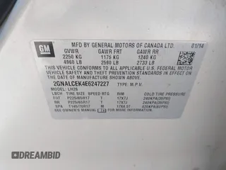2014 Chevrolet Equinox LT with VIN 2GNALCEK4E6247227, listed as a IAAI auction lot 41142969 with 181,217 mi miles and . Bid and sale history available at DreamBid. Image 9.