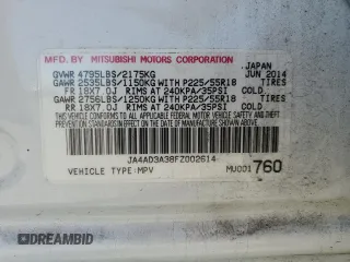 2015 Mitsubishi Outlander SE with VIN JA4AD3A38FZ002614, listed as a Copart auction lot 57643295 with 95,419 mi miles and Salvage title. Bid and sale history available at DreamBid. Image 14.