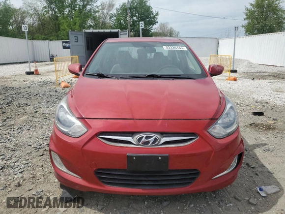 2012 Hyundai Accent GLS with VIN KMHCU4AE5CU180992, listed as a Copart auction lot 53336145 with 126,142 mi miles and Salvage Title. Bid and sale history available at carsss.com. Image 5.