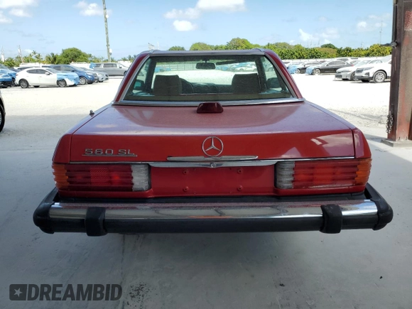 1987 Mercedes-Benz 560 Series 560SL with VIN WDBBA48D8HA056549, listed as a Copart auction lot 54720495 with 157,724 mi miles and Clean Title. Bid and sale history available at carsss.com. Image 6.