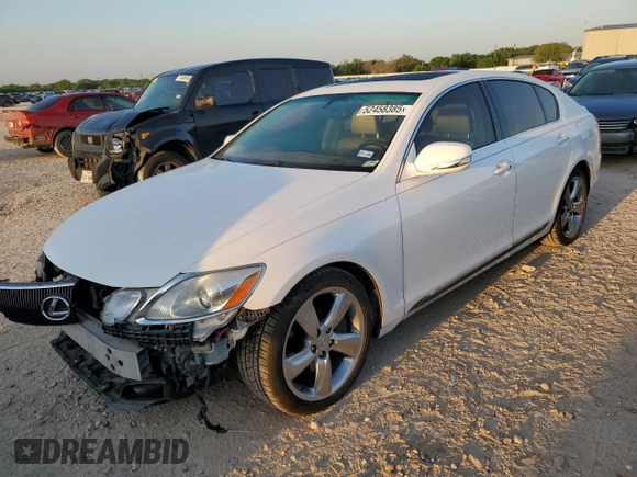 2008 Lexus GS 350 with VIN JTHBE96S780036009, listed as a Copart auction lot 52458385 with 150,857 mi miles and Salvage Title. Bid and sale history available at carsss.com. Image 1.