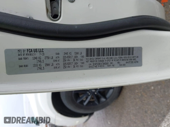 2019 Dodge Journey SE with VIN 3C4PDCBB1KT845643, listed as a IAAI auction lot 41877311 with 85,824 mi miles and . Bid and sale history available at DreamBid. Image 9.
