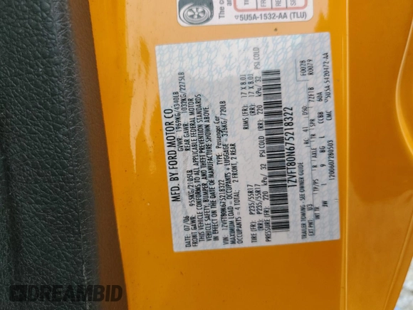 2007 Ford Mustang Deluxe z VIN 1ZVFT80N675218322, wystawiony jako Copart lot #58667435 z przebiegiem 159 320 mil mil oraz Czysty tytuł • Clean title. Historia ofert i sprzedaży dostępna na DreamBid. Obrazek 12.