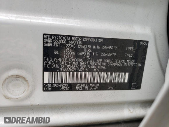 2023 Toyota Venza LE with VIN JTEAAAAHXPJ147518, listed as a Copart auction lot 71724614 with 0 mi miles and Salvage Title. Bid and sale history available at carsss.com. Image 13.