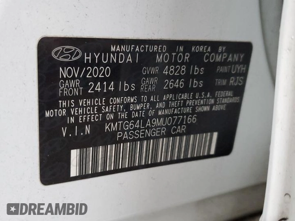 2021 Genesis G70 2.0T with VIN KMTG64LA9MU077166, listed as a Copart auction lot 42210745 with 59,020 mi miles and Salvage Title. Bid and sale history available at carsss.com. Image 12.