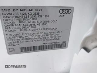 2022 Audi Q3 S line Premium Plus with VIN WA1EECF35N1017446, listed as a IAAI auction lot 42083430 with 37,713 mi miles and . Bid and sale history available at DreamBid. Image 9.