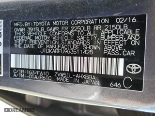 2016 Toyota Prius Four with VIN JTDKARFU9G3511428, listed as a Copart auction lot 49783505 with 139,812 mi miles and Salvage Title. Bid and sale history available at carsss.com. Image 12.