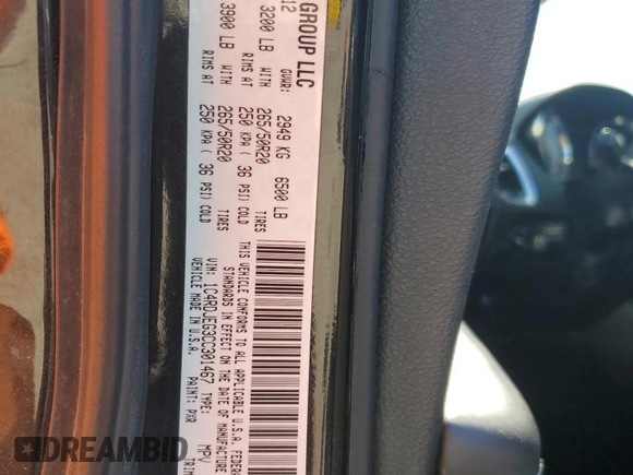 2012 Dodge Durango Citadel with VIN 1C4RDJEG3CC301467, listed as a Copart auction lot 52531575 with 270,719 mi miles and Salvage title. Bid and sale history available at DreamBid. Image 13.