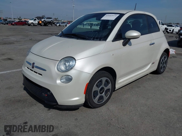 2014 FIAT 500e with VIN 3C3CFFGEXET172812, listed as a IAAI auction lot 41603973 with 57,026 mi miles. Bid and sale history available at carsss.com. Image 2.