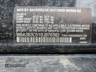 2013 BMW 3 Series 328i xDrive with VIN WBA3B3C51DJ976382, listed as a Copart auction lot 52262085 with 110,432 mi miles and Salvage title. Bid and sale history available at DreamBid. Image 14.