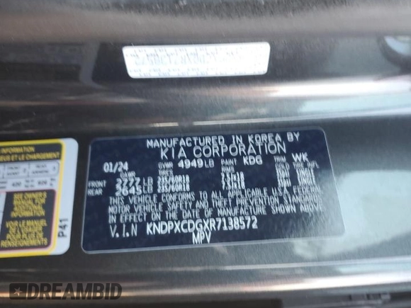 2024 Kia Sportage SX-Prestige with VIN KNDPXCDGXR7138572, listed as a Copart auction lot 84410594 with 5,986 mi miles and Salvage title. Bid and sale history available at DreamBid. Image 13.