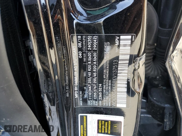 2019 Mercedes-Benz GLC with VIN WDC0G4KB8KV137513, listed as a Copart auction lot 49992365 with 0 mi miles and Salvage Title. Bid and sale history available at carsss.com. Image 14.