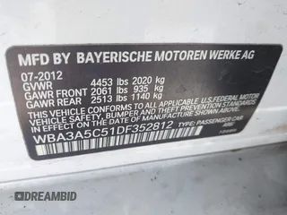 2013 BMW 3 Series 328i with VIN WBA3A5C51DF352812, listed as a IAAI auction lot 41974158 with 176,951 mi miles. Bid and sale history available at carsss.com. Image 9.