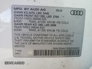 2025 Audi Q5 S line Premium z VIN WA1GAAFY0S2020331, wystawiony jako Copart lot #45718875 z przebiegiem 7314 mil mil oraz Tytuł czysty. Historia ofert i sprzedaży dostępna na DreamBid. Obrazek 13.