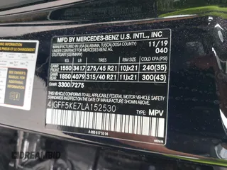 2020 Mercedes-Benz GLS 450 with VIN 4JGFF5KE7LA152530, listed as a IAAI auction lot 42440385 with 51,865 mi miles and . Bid and sale history available at DreamBid. Image 9.