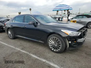2018 Genesis G90 5.0L Ultimate with VIN KMHG54JH4JU038851, listed as a Copart auction lot 84758274 with 16,528 mi miles and Salvage Title. Bid and sale history available at carsss.com. Image 4.