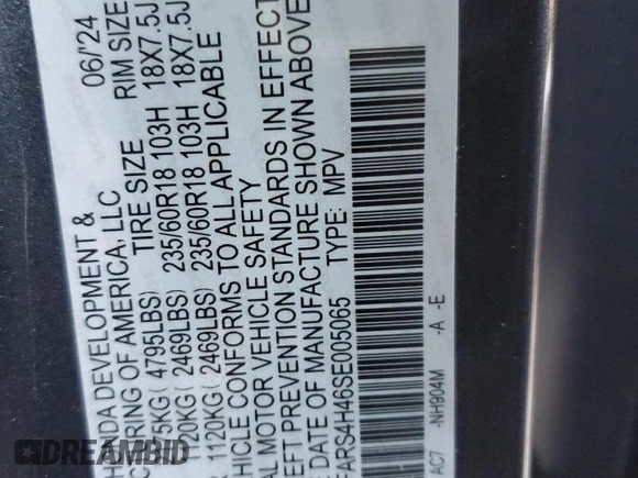 2025 Honda CR-V EX with VIN 7FARS4H46SE005065, listed as a Copart auction lot 88403065 with Not Provided miles and Salvage Title. Bid and sale history available at DreamBid. Image 15.