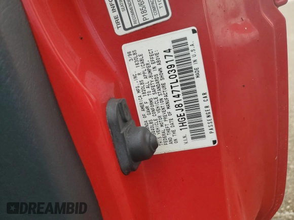 1996 Honda Civic EX z VIN 1HGEJ8147TL039174, wystawiony jako Copart lot #74813904 z przebiegiem 1 146 007 mil mil oraz Szkoda całkowita • Salvage title. Historia ofert i sprzedaży dostępna na DreamBid. Obrazek 13.