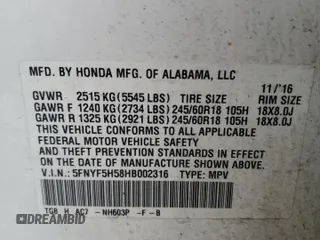 2017 Honda Pilot EX-L с VIN 5FNYF5H58HB002316, выставлен на аукционе Copart как лот 55970425 с пробегом 289 097 миль миль и Списание • Salvage title. История ставок и продаж доступна на DreamBid. Изображение 13.