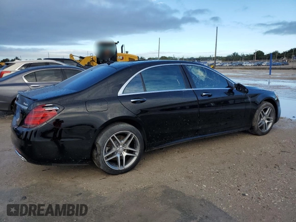 2018 Mercedes-Benz S 560 with VIN WDDUG8GB0JA384253, listed as a Copart auction lot 85543844 with 73,378 mi miles and Non Repairable. Bid and sale history available at carsss.com. Image 3.