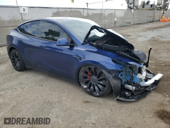 2022 Tesla Model Y Performance with VIN 7SAYGDEF4NF394472, listed as a Copart auction lot 44019665 with Not Provided miles and Non Repairable. Bid and sale history available at DreamBid. Image 4.