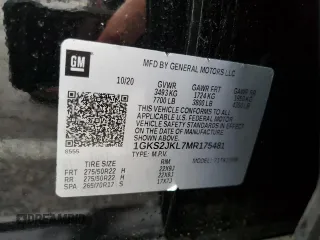 2021 GMC Yukon XL Denali with VIN 1GKS2JKL7MR175481, listed as a Copart auction lot 51283865 with 46,729 mi miles and Salvage Title. Bid and sale history available at carsss.com. Image 13.