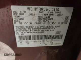 2009 Lincoln MKX z VIN 2LMDU68C69BJ04463, wystawiony jako IAAI lot #42231655 z przebiegiem 239 719 mil mil oraz . Historia ofert i sprzedaży dostępna na DreamBid. Obrazek 9.