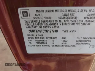 2000 Chevrolet Suburban LT with VIN 3GNFK16T6YG197248, listed as a IAAI auction lot 41624697 with 205,651 mi miles. Bid and sale history available at carsss.com. Image 9.