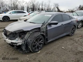 2019 Honda Civic Sedan Sport with VIN 19XFC2F82KE211799, listed as a Copart auction lot 43221015 with NaN miles and Salvage Title. Bid and sale history available at carsss.com. Image 1.