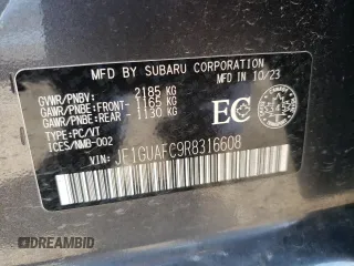 2024 Subaru Impreza Sport with VIN JF1GUAFC9R8316608, listed as a Copart auction lot 71682494 with 7,884 mi miles and Salvage Title. Bid and sale history available at carsss.com. Image 13.