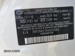 2017 Hyundai Elantra SE z VIN 5NPD84LF2HH033565, wystawiony jako Copart lot #51344415 z przebiegiem 66 297 mil mil oraz Szkoda całkowita • Salvage title. Historia ofert i sprzedaży dostępna na DreamBid. Obrazek 15.