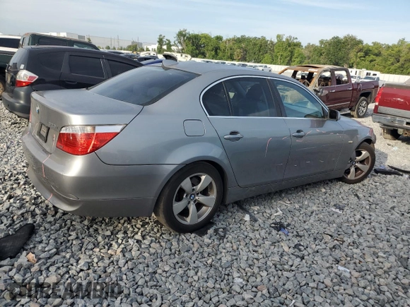 2007 BMW 5 Series 525i with VIN WBANE53507CY08060, listed as a Copart auction lot 53788985 with 156,355 mi miles and Salvage Title. Bid and sale history available at carsss.com. Image 3.