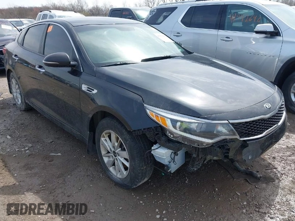 2016 Kia Optima LX with VIN KNAGT4L34G5110742, listed as a IAAI auction lot 41931969 with 128,458 mi miles. Bid and sale history available at carsss.com. Image 1.