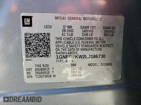 2020 Chevrolet Traverse LS z VIN 1GNERFKW2LJ186730, wystawiony jako Copart lot #49952995 z przebiegiem 35 199 mil mil oraz Szkoda całkowita • Salvage title. Historia ofert i sprzedaży dostępna na DreamBid. Obrazek 13.