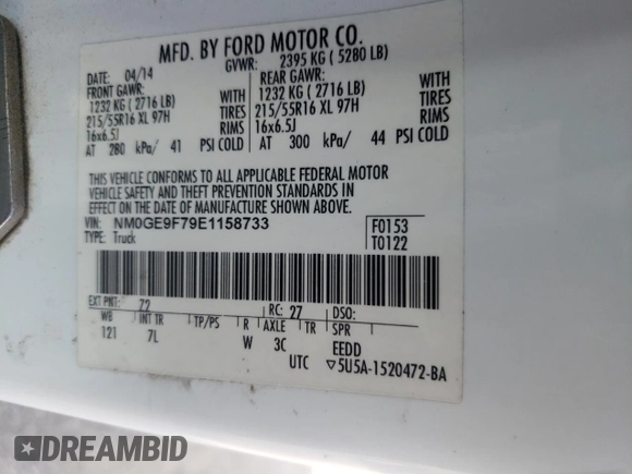 2014 Ford Transit Connect XLT с VIN NM0GE9F79E1158733, выставлен на аукционе Copart как лот 64363455 с пробегом 165 038 миль миль и Чистый • Clean title. История ставок и продаж доступна на DreamBid. Изображение 13.