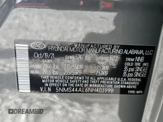 2022 Hyundai Santa Fe Limited with VIN 5NMS44AL6NH403999, listed as a Copart auction lot 85332734 with 19,610 mi miles and Salvage Title. Bid and sale history available at carsss.com. Image 14.