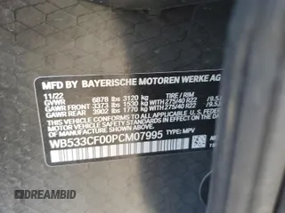 2023 BMW iX M60 z VIN WB533CF00PCM07995, wystawiony jako Copart lot #46043845 z przebiegiem Nie podano mil oraz Szkoda całkowita • Salvage title. Historia ofert i sprzedaży dostępna na DreamBid. Obrazek 14.