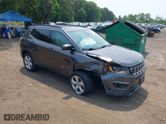 2019 Jeep Compass Altitude with VIN 3C4NJDBB1KT734970, listed as a IAAI auction lot 42483357 with 59,425 mi miles and . Bid and sale history available at DreamBid. Image 1.