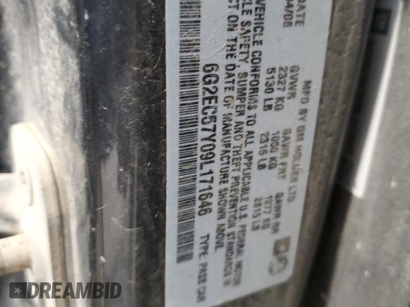 2009 Pontiac G8 GT with VIN 6G2EC57Y09L171646, listed as a Copart auction lot 51847145 with Not Provided miles and Salvage Title. Bid and sale history available at DreamBid. Image 13.