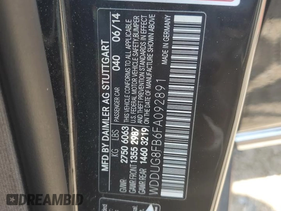 2015 Mercedes-Benz S 550 with VIN WDDUG8FB6FA092891, listed as a Copart auction lot 56431905 with 164,664 mi miles and Salvage title. Bid and sale history available at DreamBid. Image 12.