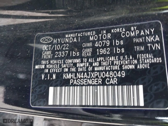 2023 Hyundai Elantra Hybrid Limited with VIN KMHLN4AJXPU048049, listed as a IAAI auction lot 41677654 with 1 mi miles. Bid and sale history available at carsss.com. Image 9.