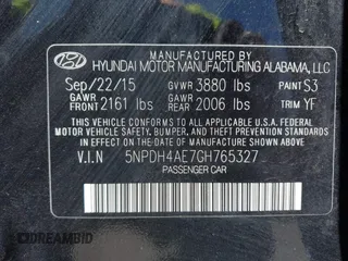 2016 Hyundai Elantra SE with VIN 5NPDH4AE7GH765327, listed as a IAAI auction lot 42310323 with Not provided miles and . Bid and sale history available at DreamBid. Image 9.