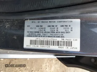 2016 Mazda 6 i Touring with VIN JM1GJ1V51G1433644, listed as a IAAI auction lot 42066262 with 95,546 mi miles and . Bid and sale history available at carsss.com. Image 9.