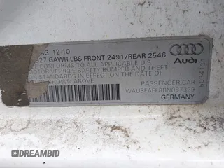2011 Audi A4 Premium z VIN WAUBFAFL8BN037329, wystawiony jako IAAI lot #42362079 z przebiegiem Nie podano mil oraz . Historia ofert i sprzedaży dostępna na DreamBid. Obrazek 9.