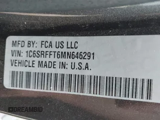 2021 Ram 1500 Big Horn with VIN 1C6SRFFT6MN646291, listed as a IAAI auction lot 42429243 with 74,364 mi miles and . Bid and sale history available at DreamBid. Image 9.