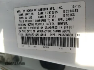 2016 Acura TLX with VIN 19UUB1F34GA000608, listed as a Copart auction lot 60964035 with 125,795 mi miles and Salvage title. Bid and sale history available at DreamBid. Image 12.