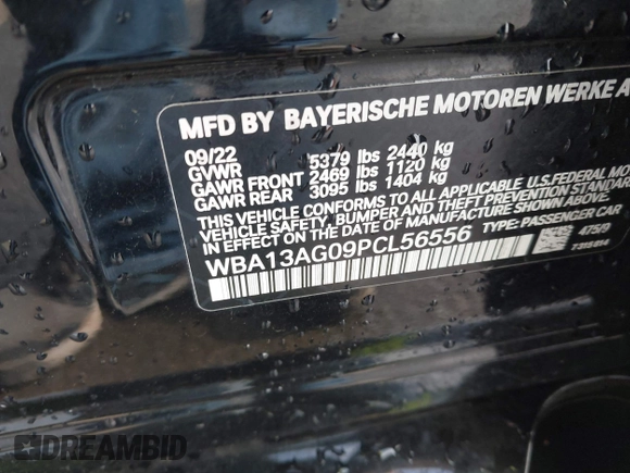 2023 BMW 5 Series 530e with VIN WBA13AG09PCL56556, listed as a IAAI auction lot 42098427 with Not provided miles and . Bid and sale history available at DreamBid. Image 9.