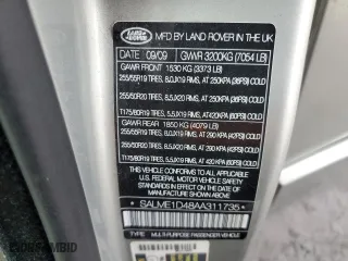 2010 Land Rover Range Rover HSE with VIN SALME1D48AA311735, listed as a Copart auction lot 46500135 with 144,475 mi miles and Clean Title. Bid and sale history available at carsss.com. Image 13.